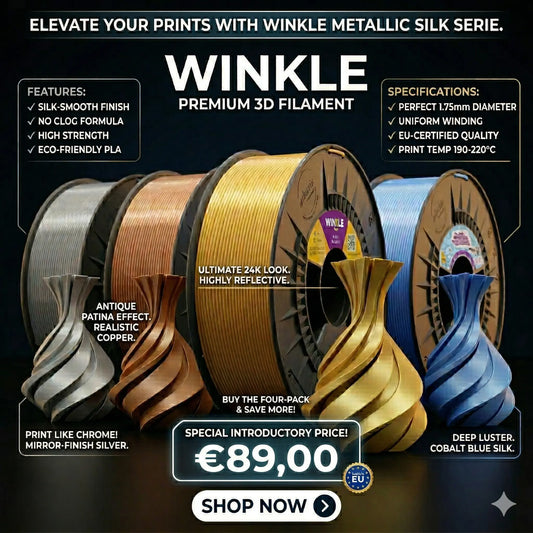 Winkle SILK PLA Filament Bundle 1.75mm 4x1kg – High Gloss Metallic Set