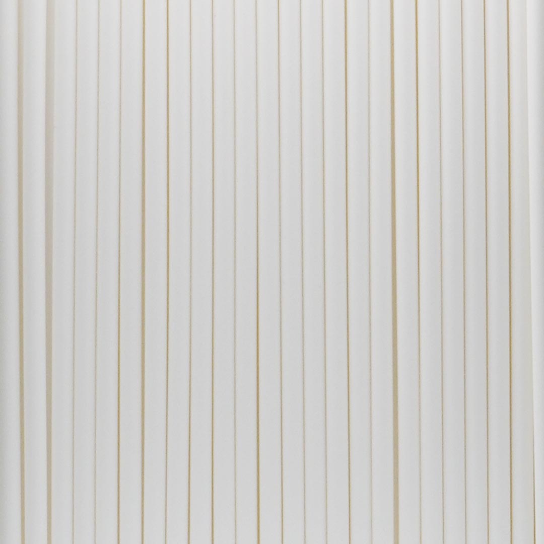 Macro detail of Glacier White PLA filament showing uniform extrusion