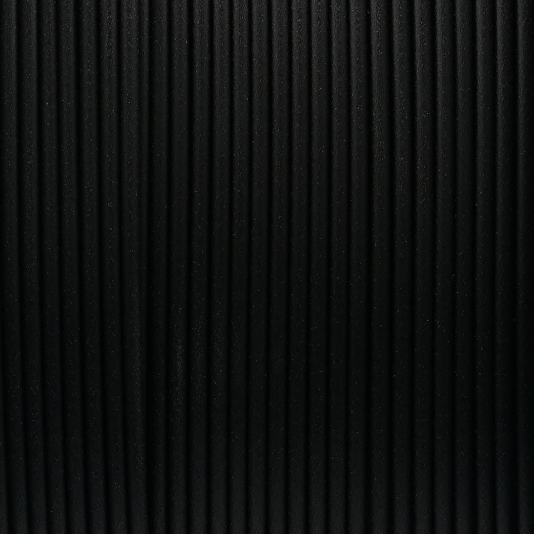 Close-up texture of Jet Black 1.75mm PLA 3D printer filament
