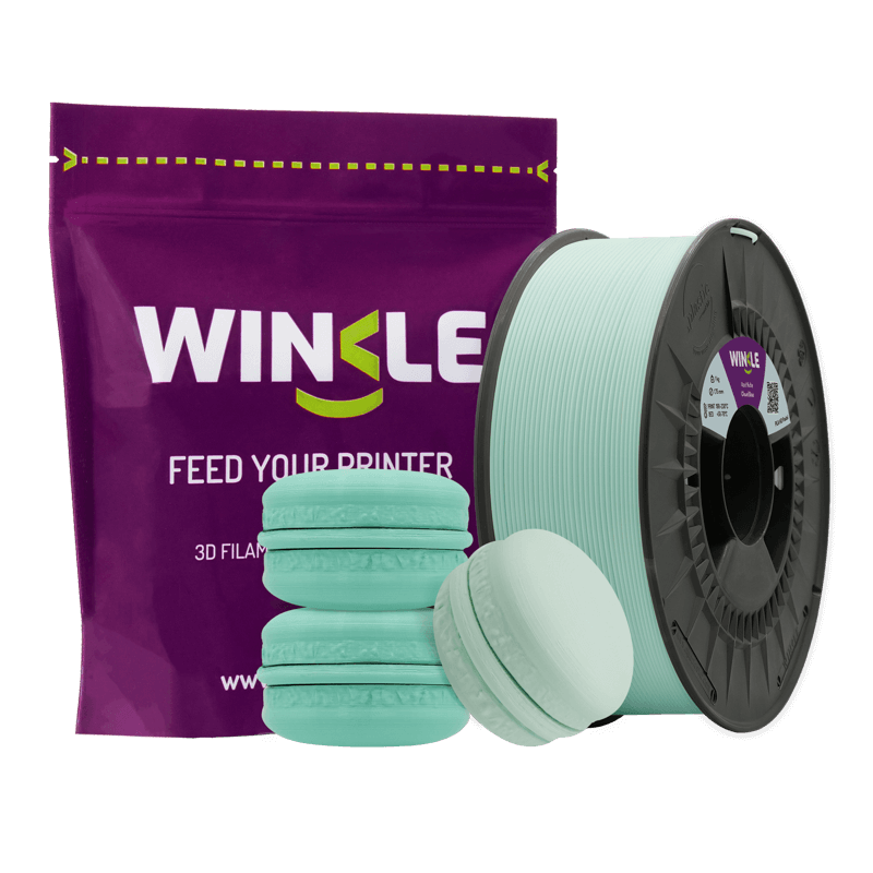 Winkle Cloud Blue Pastel PLA 1.75mm 1kg spool with sample printed figure