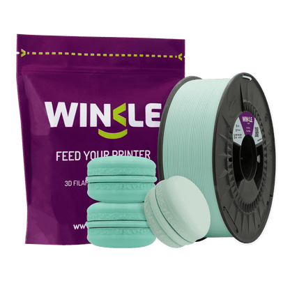 Winkle Cloud Blue Pastel PLA 1.75mm 1kg spool with sample printed figure