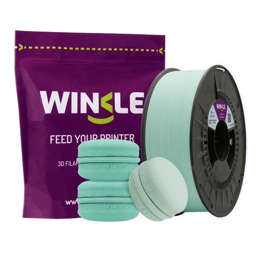 Winkle Cloud Blue Pastel PLA 1.75mm 1kg spool with sample printed figure