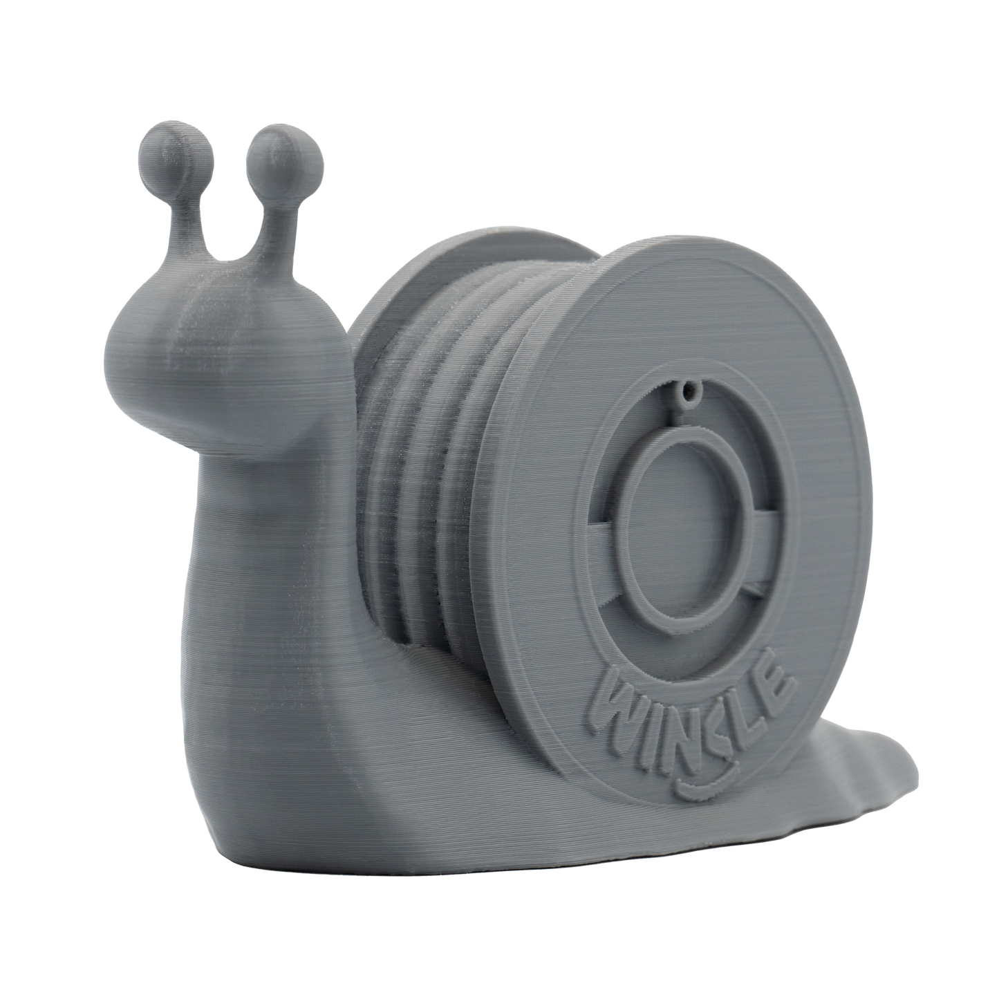 Gray snail-shaped object with 'Winkle' branding on a white background