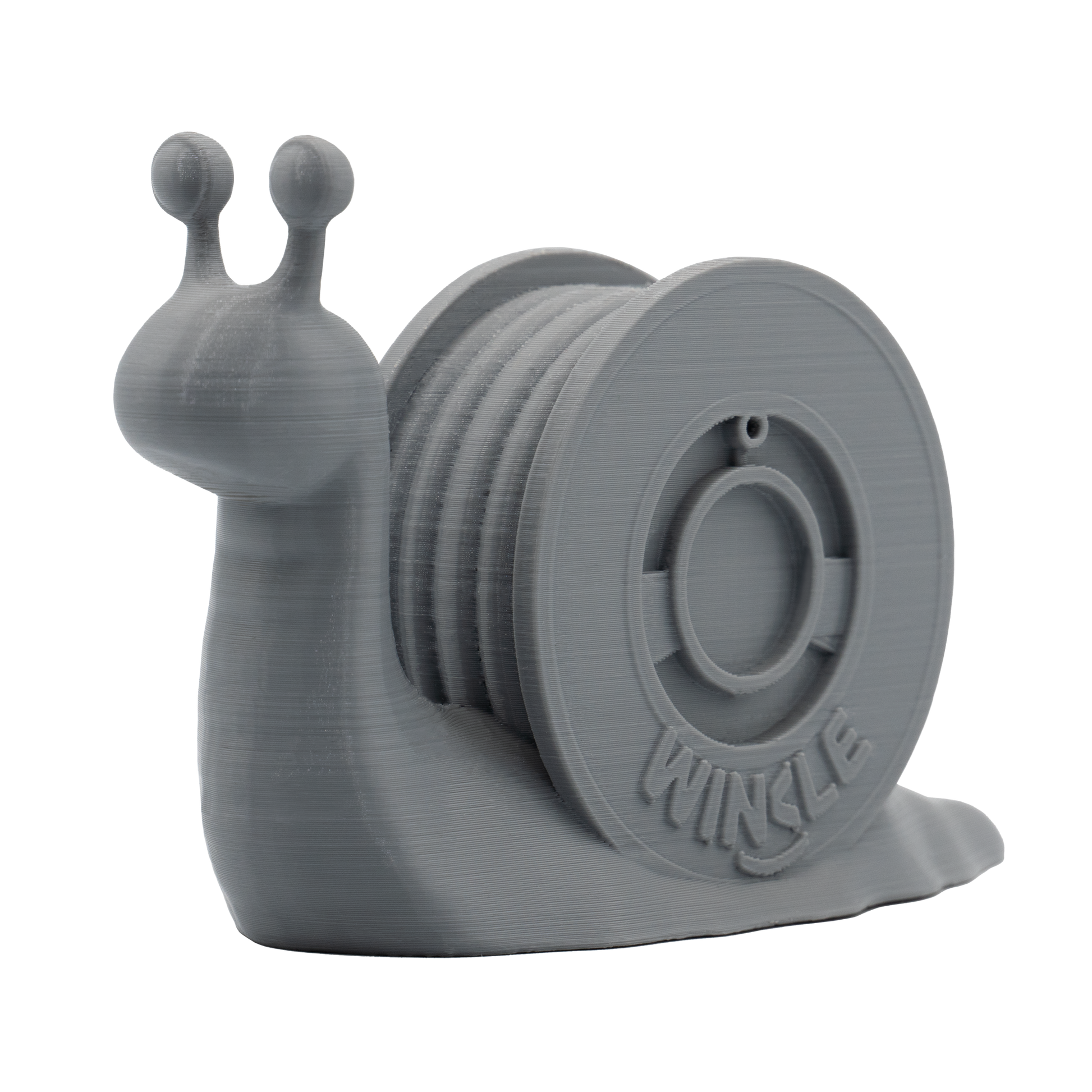 Gray snail-shaped object with 'Winkle' branding on a white background