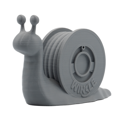 Gray snail-shaped object with 'Winkle' branding on a white background