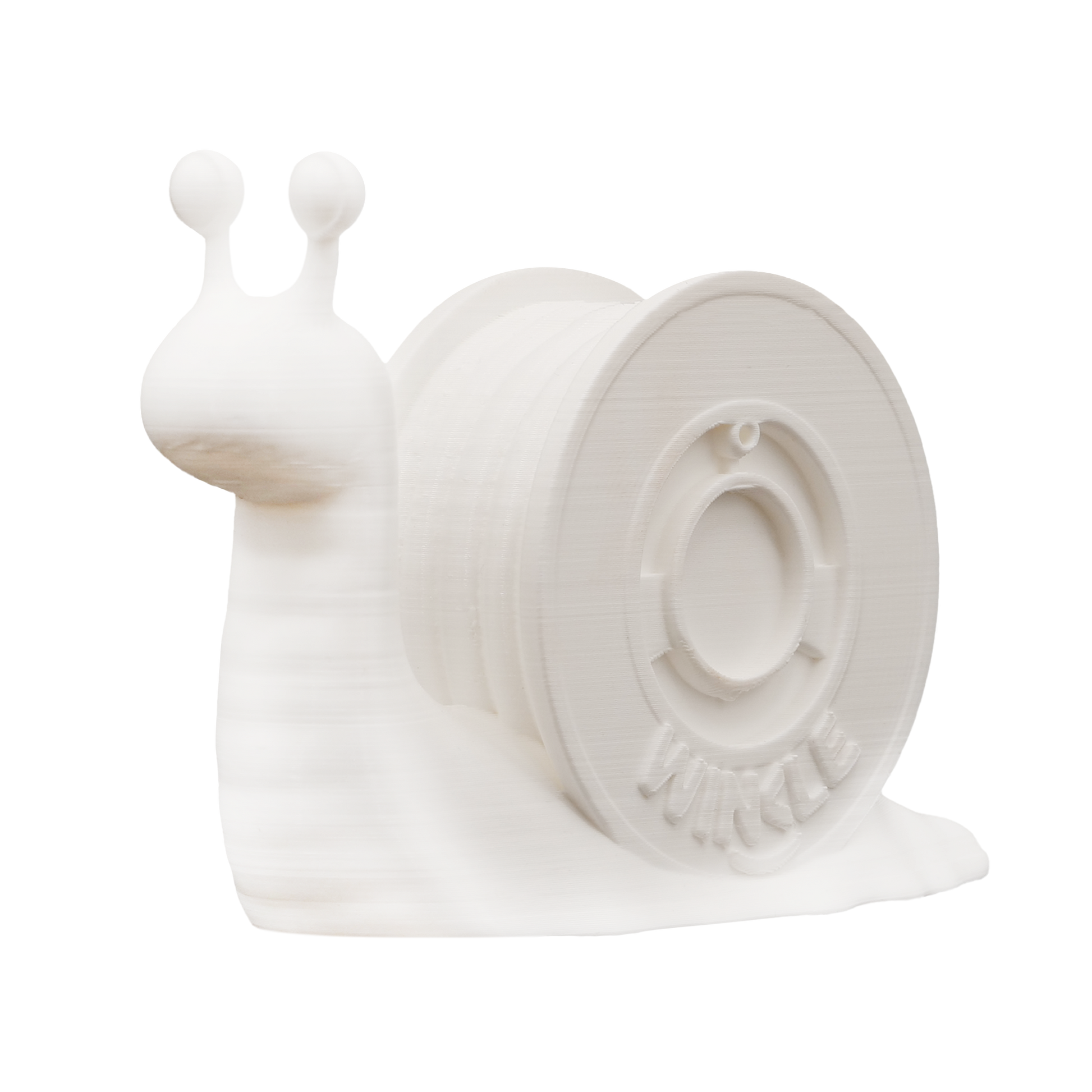 White snail-shaped object on a white background