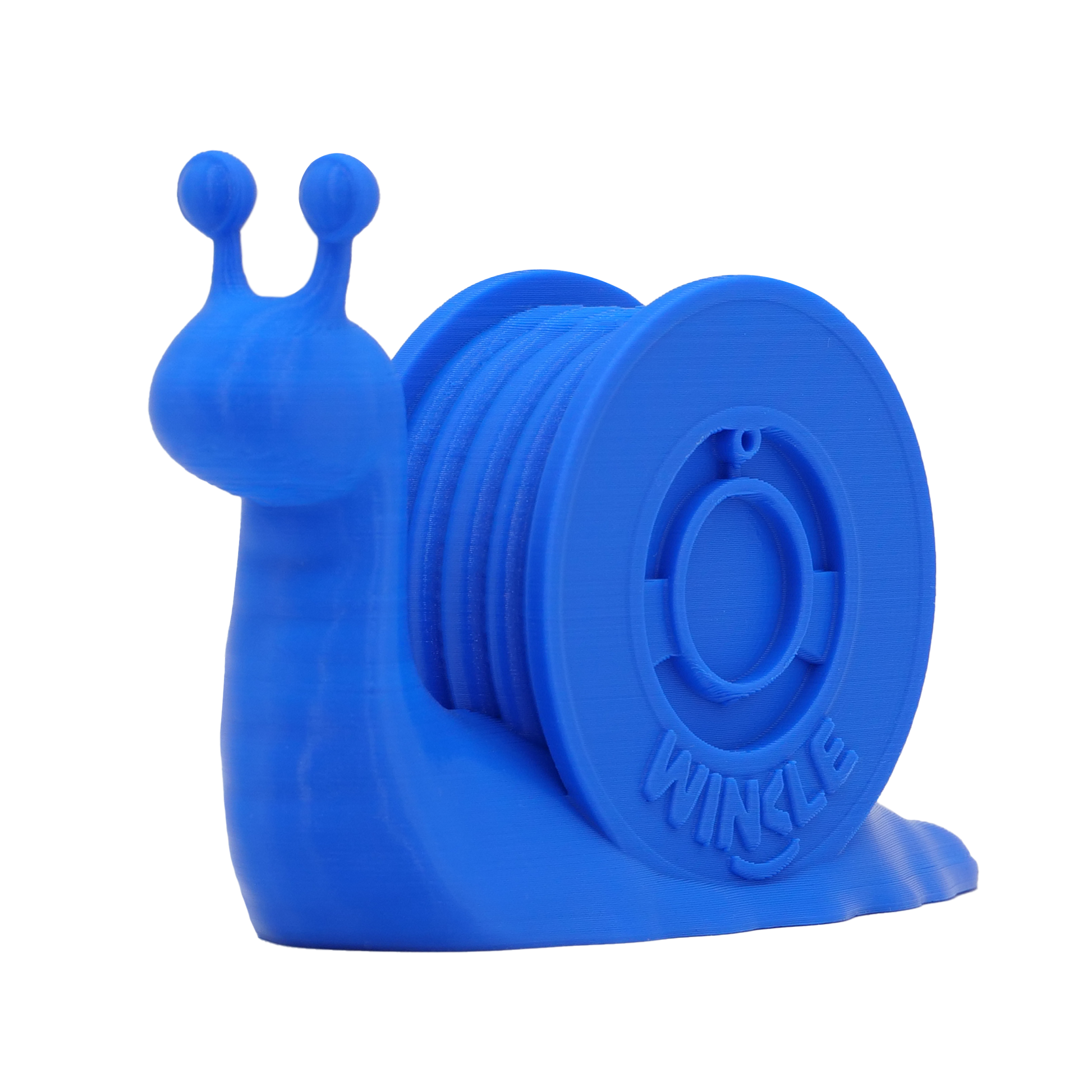 Blue snail-shaped object with 'Winkle' branding on a white background