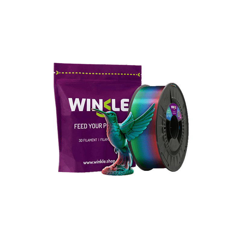 Winkle Aurora Borealis Tricolor Silk PLA filament with shimmering color-shift sample