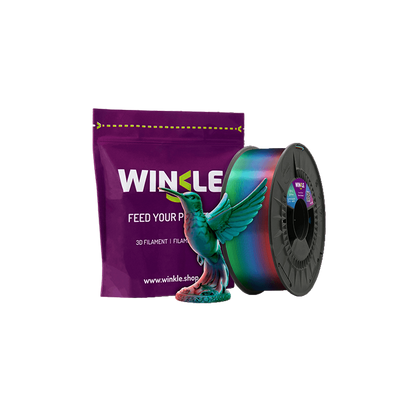 Winkle Aurora Borealis Tricolor Silk PLA filament with shimmering color-shift sample