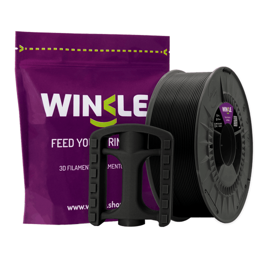 Winkle ASA Jet Black 1.75mm filament spool with industrial sample print