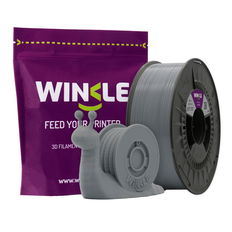 Winkle Ash Gray HD PLA 1.75mm 3D printing filament and sample piece