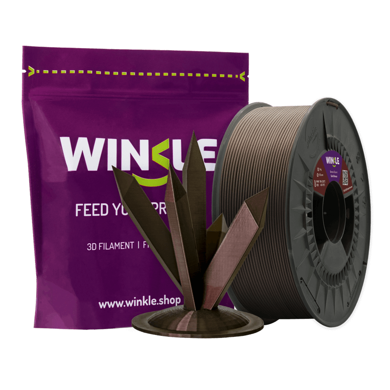 Winkle Dark Bronze Interference PLA 1.75mm 1kg filament with industrial sample