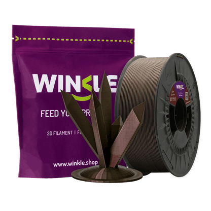 Winkle Dark Bronze Interference PLA 1.75mm 1kg filament with industrial sample
