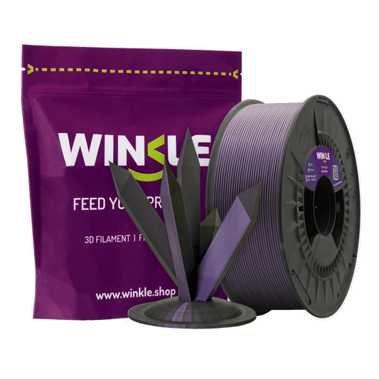 Winkle Agate Violet Interference PLA 1.75mm 1kg spool with metallic printed sample