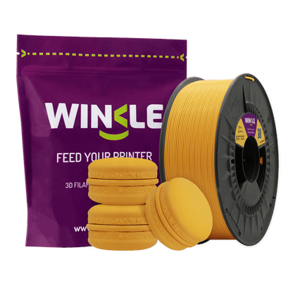 Winkle Turmeric Yellow Pastel PLA 1.75mm 1kg spool with printed sample