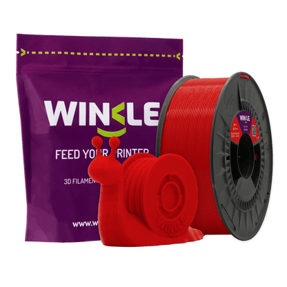 Winkle Devil Red HD PLA 1.75mm 1kg filament spool and sample