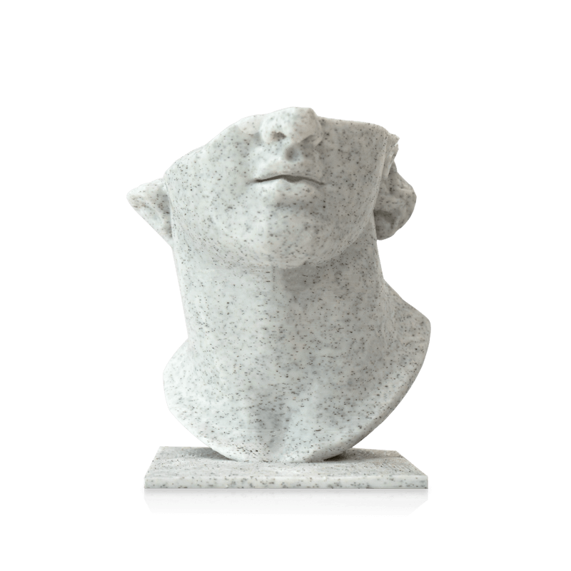 3D printed architectural bust showing realistic marble texture using Winkle PLA