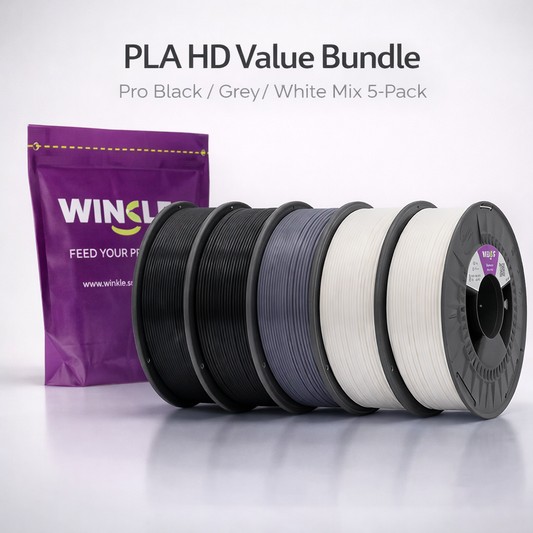 Winkle PLA HD Filament Value Bundle 1.75mm 5x1kg – Black White Grey Pack
