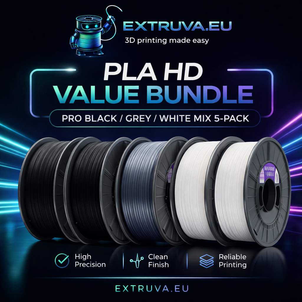 Winkle PLA HD Filament Value Bundle 1.75mm 5x1kg – Black White Grey Pack