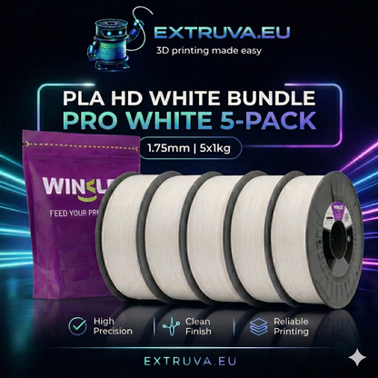Winkle PLA HD Filament White Bundle 1.75mm 5x1kg – Clean Print Pack